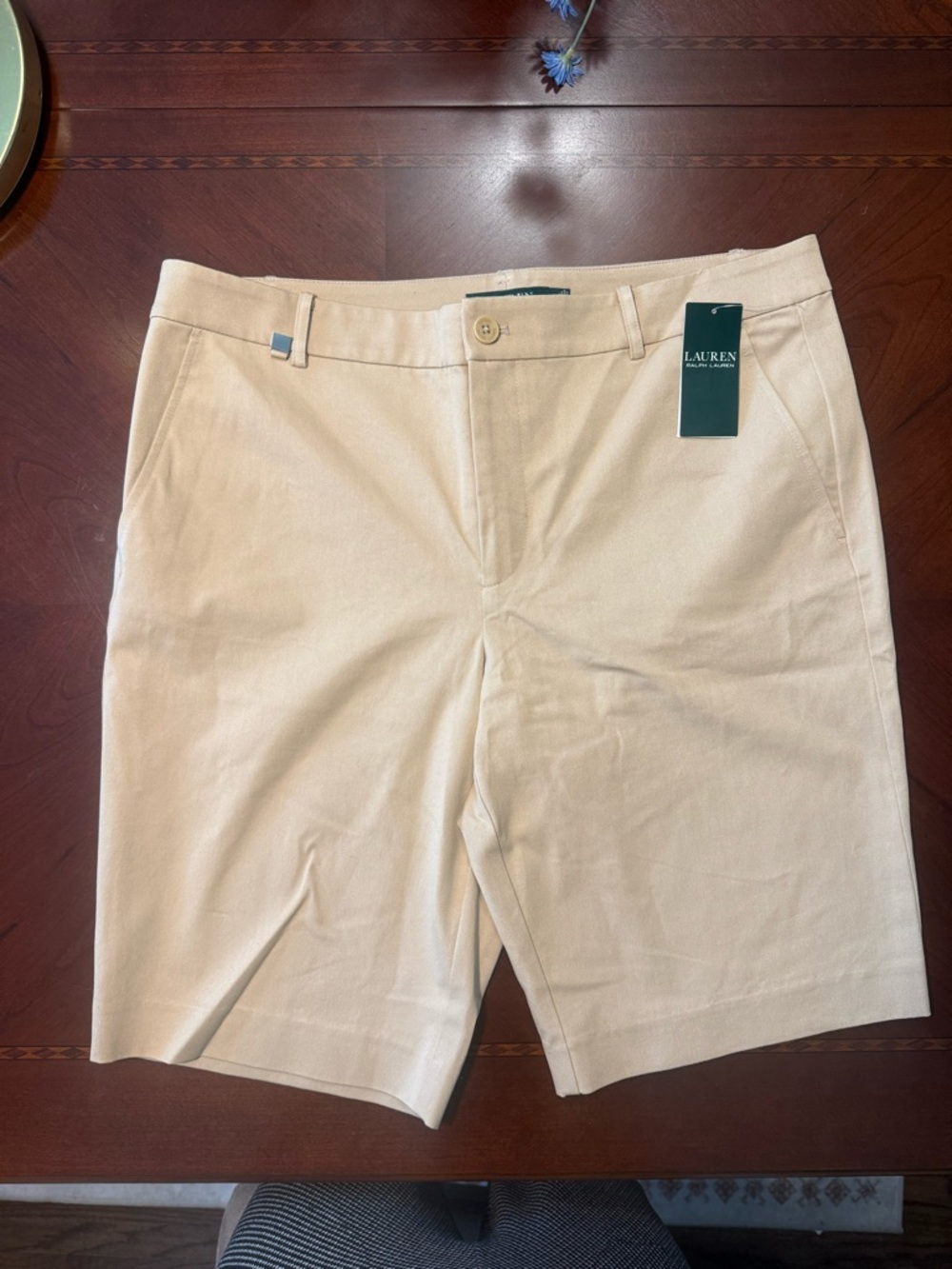 Ralph Lauren Tan Cotton Shorts with Black Lauren Tag